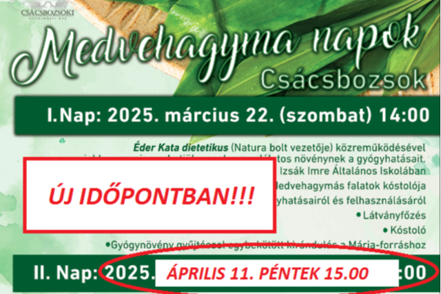 Új időpont, változatlan élmény – Medvehagyma nap Csácsbozsokon Új időpont, változatlan élmény – Medvehagyma nap Csácsbozsokon