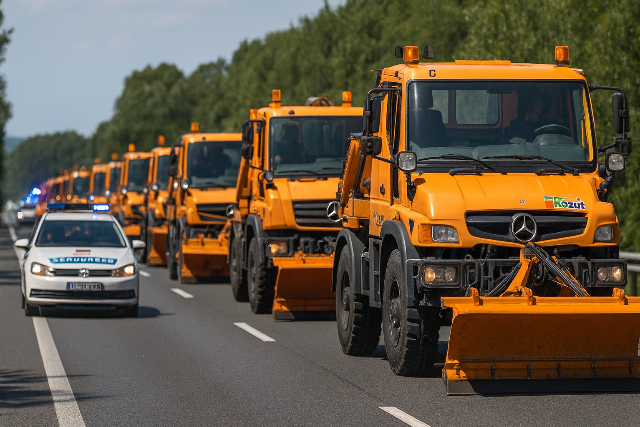 Figyelemfelhívás - 21 munkagépből álló konvoj indul útnak kedden Figyelemfelhívás - 21 munkagépből álló konvoj indul útnak kedden