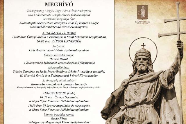 Szent István-napi ünnepségek Zalaegerszegen - útlezárásra kell számítani Szent István-napi ünnepségek Zalaegerszegen - útlezárásra kell számítani