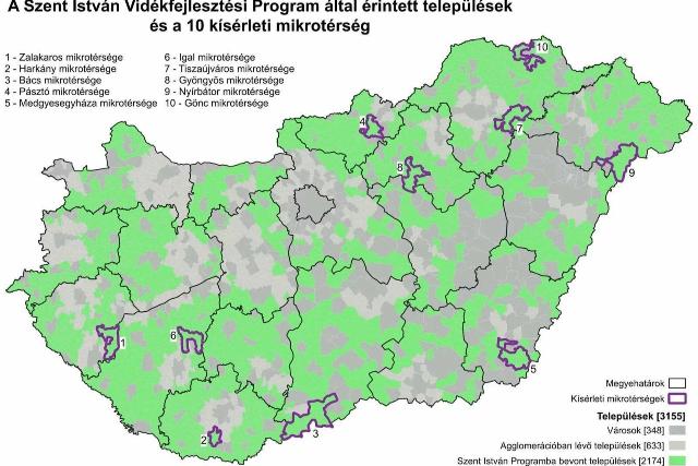 Ezzel a 100 telep�l�ssel indul a Szent Istv�n Vid�kfejleszt�si Program