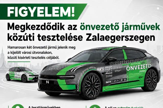 Figyelem! Elkezd�dik az �nvezet� j�rm�vek k�z�ti tesztel�se Zalaegerszegen 