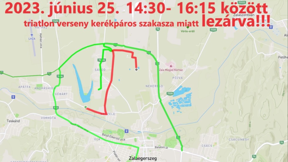 Zalatriatlon 2023: útlezárások lesznek Zalaegerszegen Zalatriatlon 2023: útlezárások lesznek Zalaegerszegen