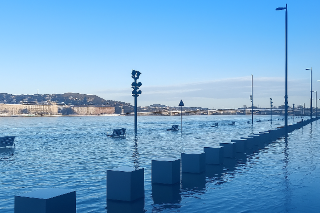 Elöntötte a rakpartokat a víz Budapesten Elöntötte a rakpartokat a víz Budapesten