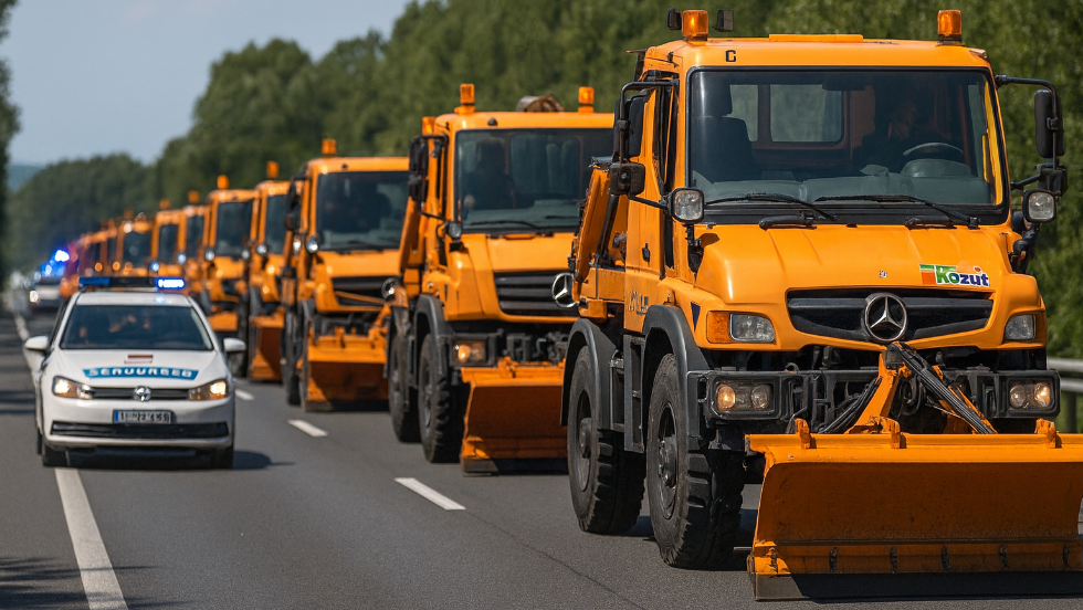 Figyelemfelhívás - 21 munkagépből álló konvoj indul útnak kedden Figyelemfelhívás - 21 munkagépből álló konvoj indul útnak kedden