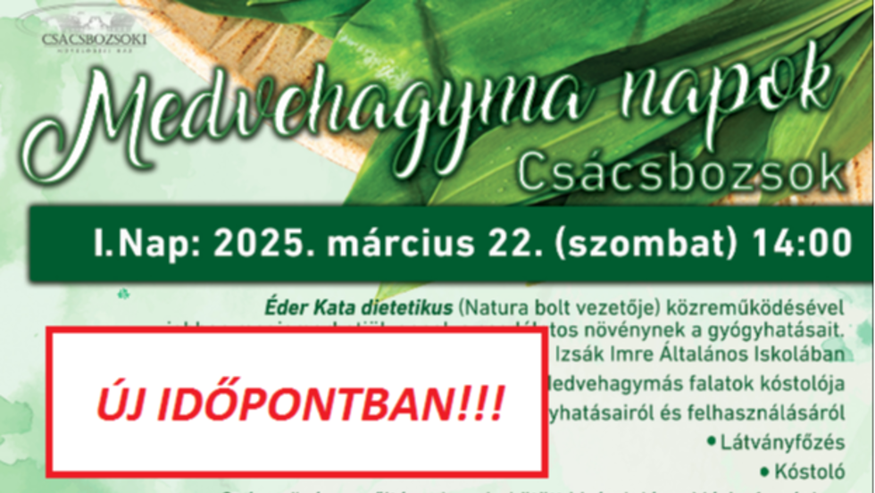 Új időpont, változatlan élmény – Medvehagyma nap Csácsbozsokon Új időpont, változatlan élmény – Medvehagyma nap Csácsbozsokon