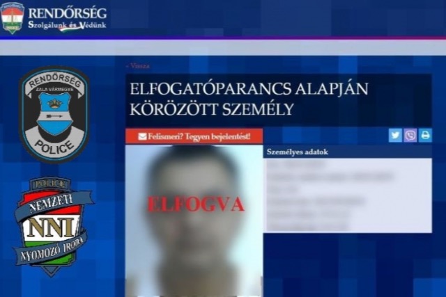 Top 50-es k�r�z�tt b�n�z�t fogtak el a rend�r�k Zal�ban