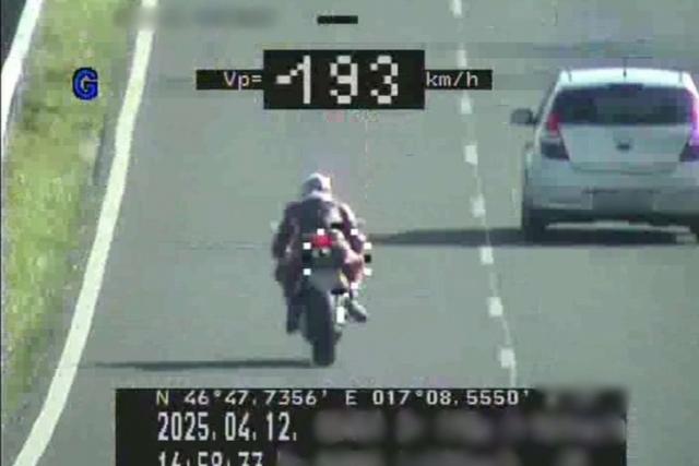 Gyorshajtás: 193 km/h-val száguldott egy motoros Zalában Gyorshajtás: 193 km/h-val száguldott egy motoros Zalában