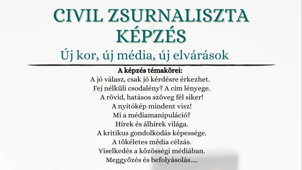 Civil zsurnaliszta képzés Zalaegerszegen Civil zsurnaliszta képzés Zalaegerszegen