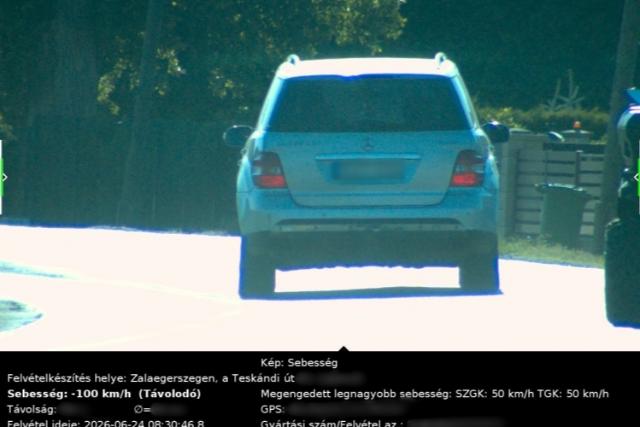 Dupl�zott a gyorshajt�: 50 helyett 100-zal ment Zalaegerszegen